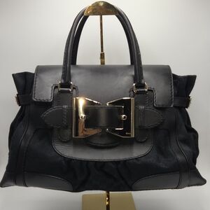 Gucci Black Dialux Queen Large Gold Buckle Detail
